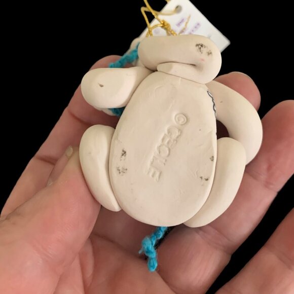 Vintage Cecile Baerd OOAK White Kitty Cat w Blue Yarn Figure *Sugar* Signed, Tag - Picture 10 of 10